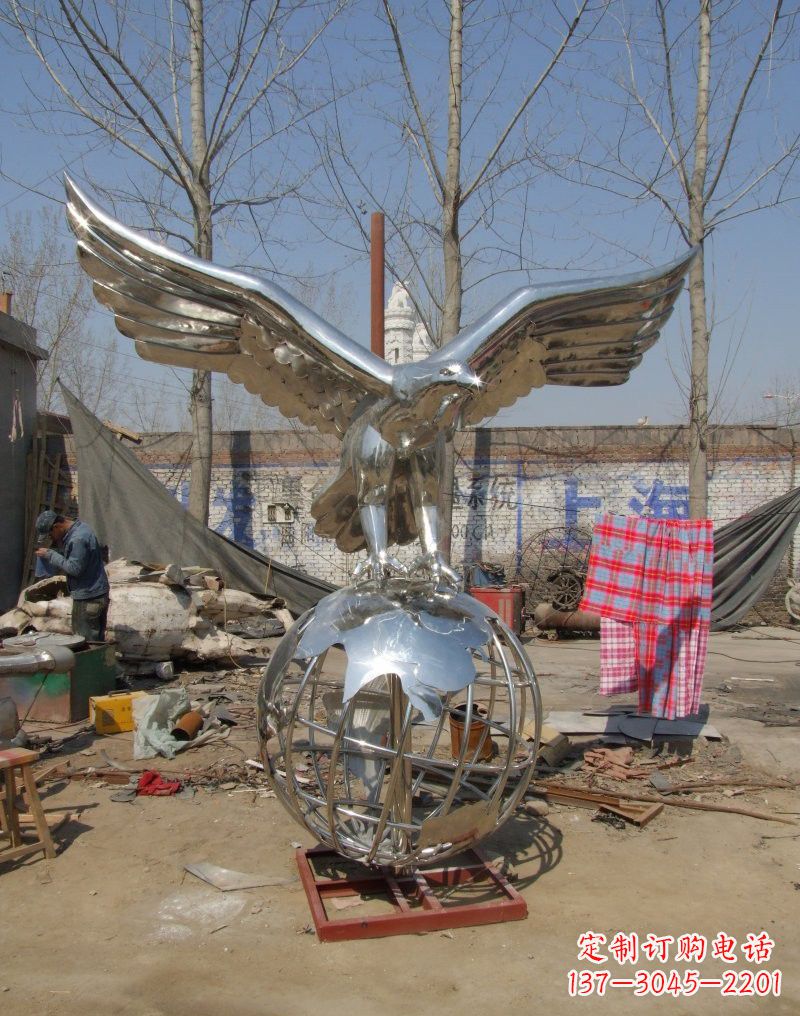 金华老鹰雕塑不锈钢大展鸿图
