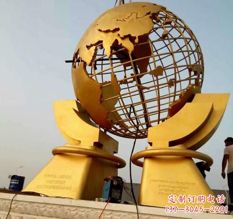 金华不锈钢地球仪镂空雕塑以艺术展示地球的美