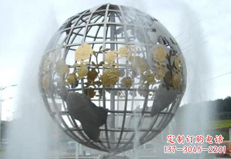 金华不锈钢地球仪雕塑象征着地球家园