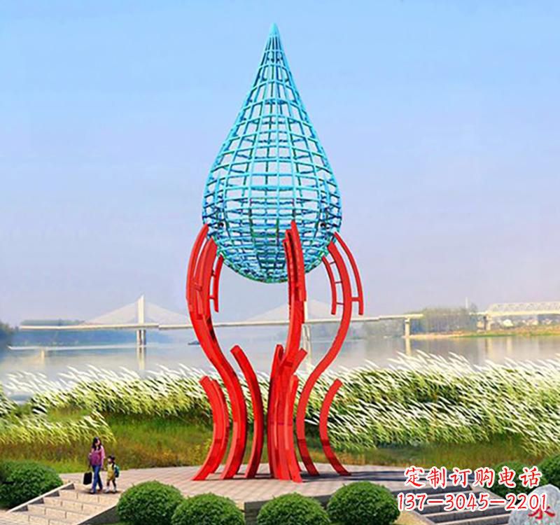 金华不锈钢灯泡水滴雕塑