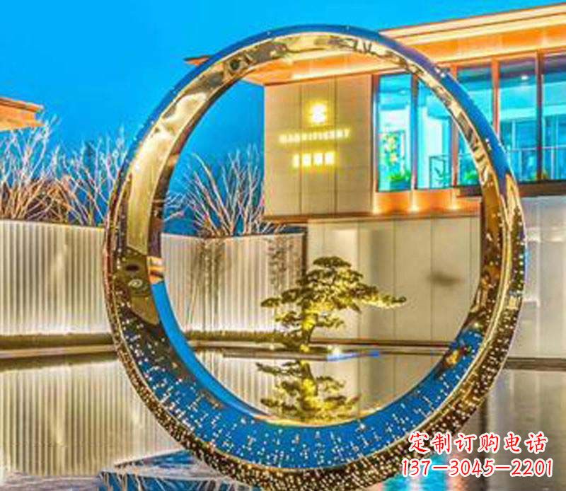 金华精美不锈钢灯饰圆环雕塑