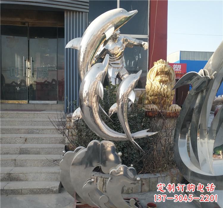 金华不锈钢海豚雕塑——精美外观,传递环保理念