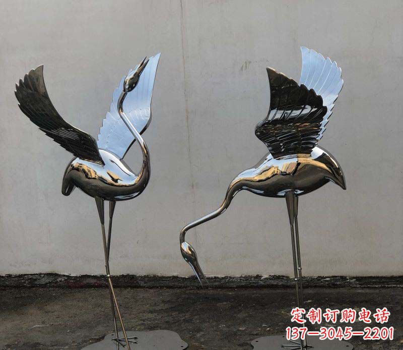金华不锈钢锻造仙鹤雕塑精美的艺术品