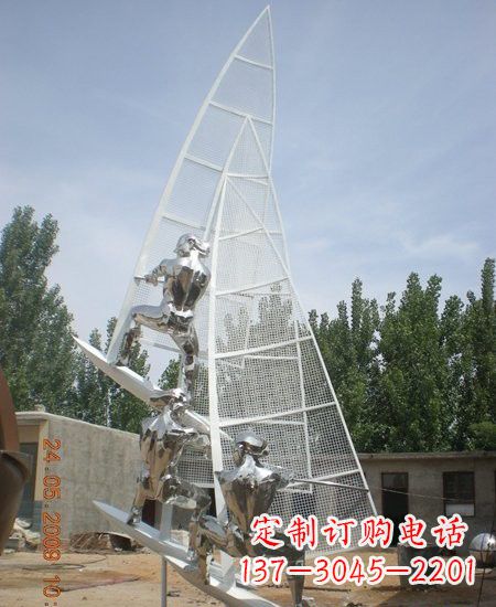 金华海上航行不锈钢帆船雕塑