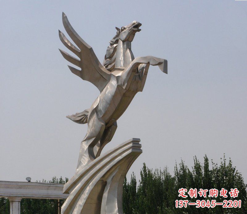 金华不锈钢飞马精美雕塑点缀公园