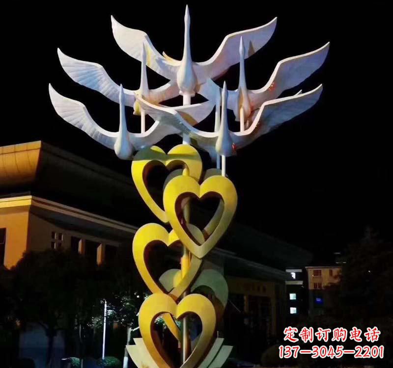 金华不锈钢大雁雕塑象征着自由的翱翔