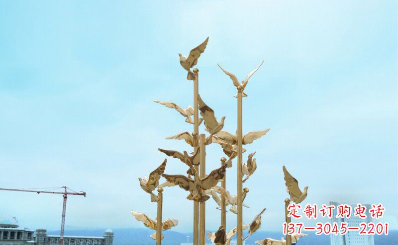 金华不锈钢飞翔的鸽子雕塑传递自由、和平的美好祝愿
