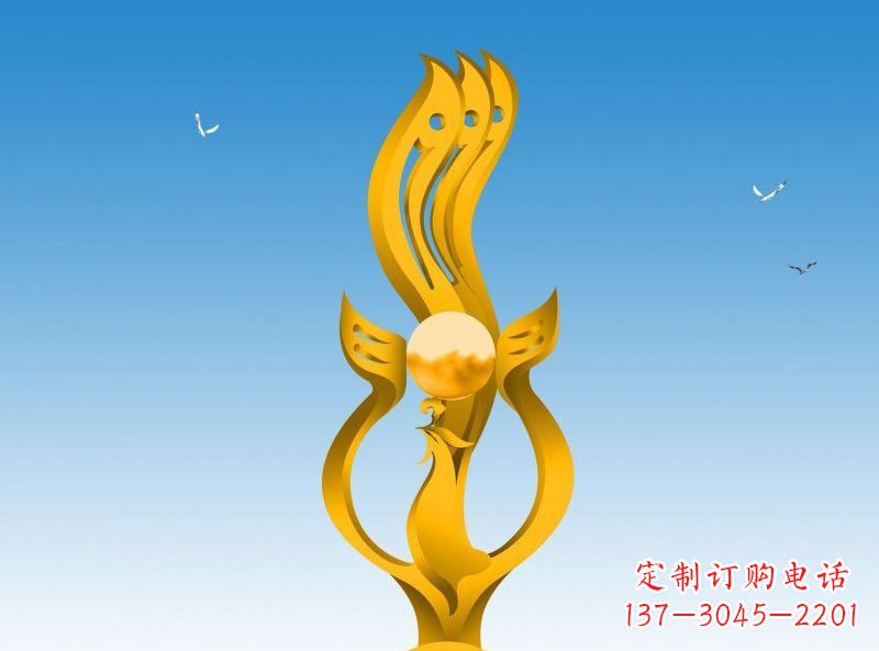金华不锈钢凤凰雕塑灿烂外形,精美艺术