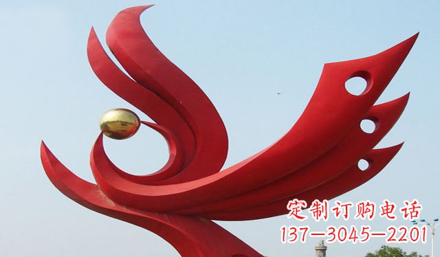 金华不锈钢凤凰龙珠雕塑