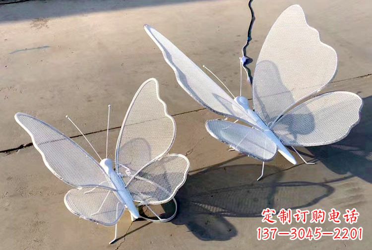 金华不锈钢钢丝网格蝴蝶雕塑——灯光下的灵动之美