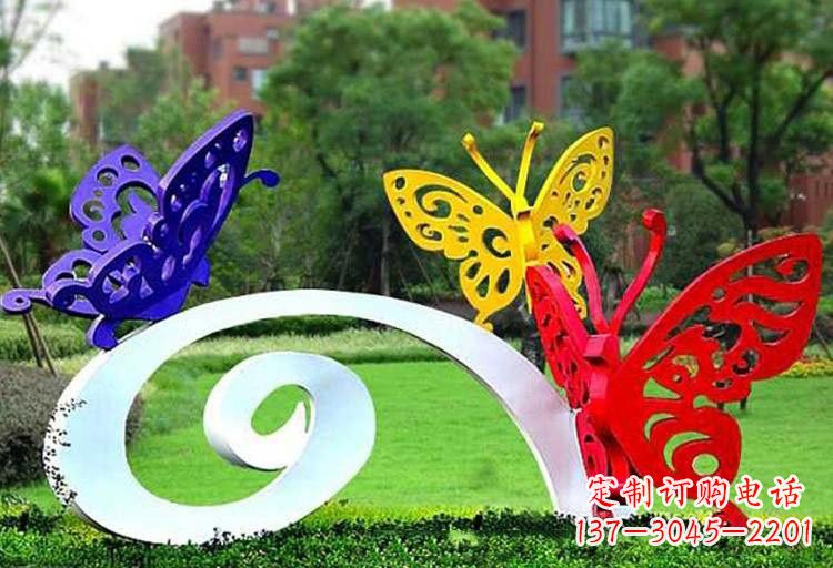 金华彩色蝴蝶雕塑,点亮不锈钢公园