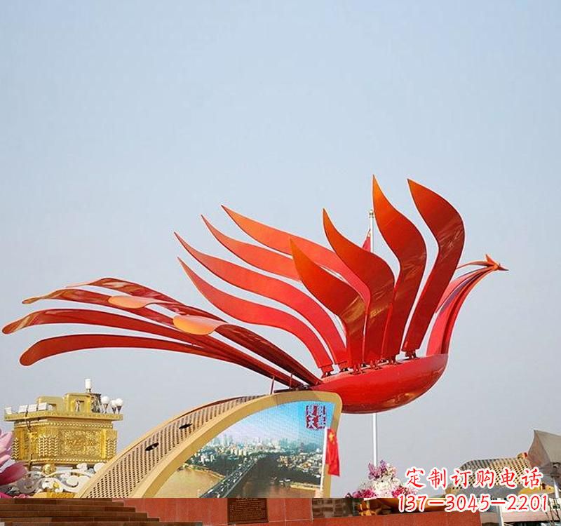 金华不锈钢凤凰雕塑——美丽的象征