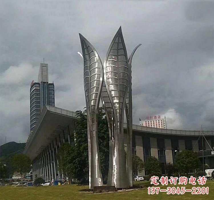 金华不锈钢公园大型树叶雕塑精美绝伦