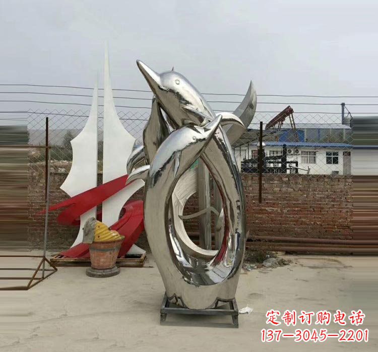金华不锈钢海豚雕塑——象征着动物自由的象征