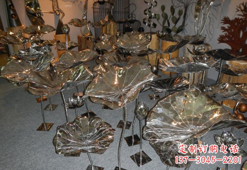 金华不锈钢荷叶雕塑——缔造美丽公园