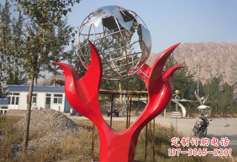金华地球雕塑一座象征和平的不锈钢公园
