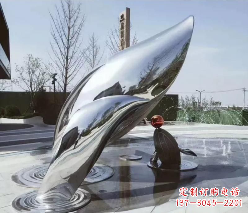 金华精美不锈钢海豚雕塑