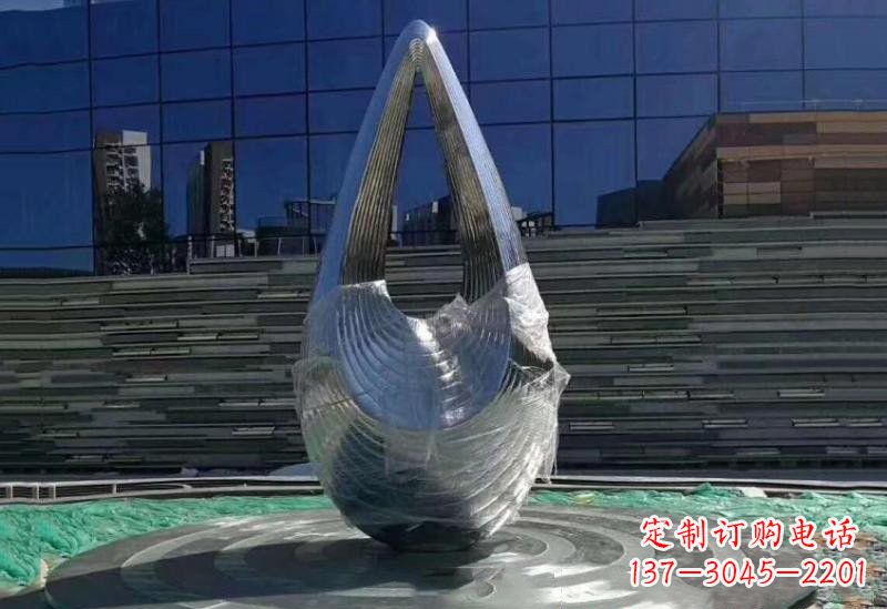 金华不锈钢空心水滴雕塑美丽的艺术之作