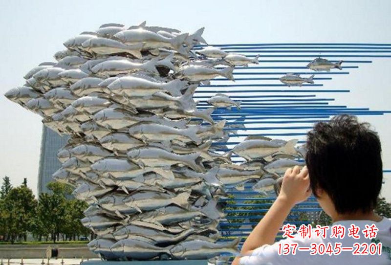 金华不锈钢公园鲤鱼雕塑传承传统文化