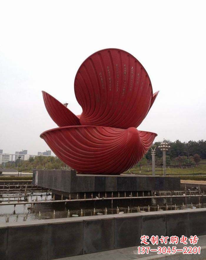 金华不锈钢贝壳喷泉雕塑——海洋之美无限