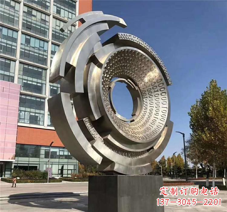 金华不锈钢齿轮雕塑流动的美丽