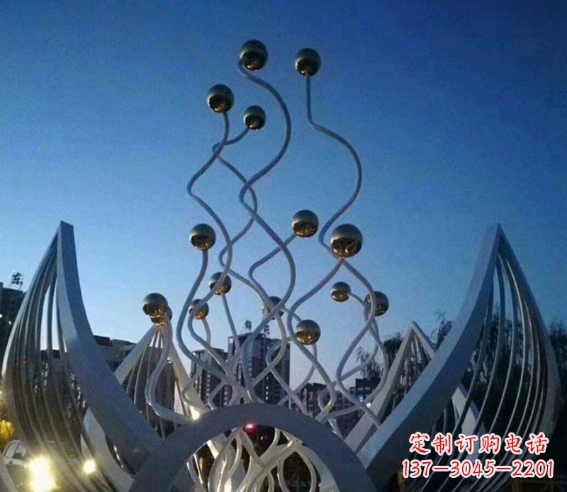 金华不锈钢荷花雕塑美丽的象征