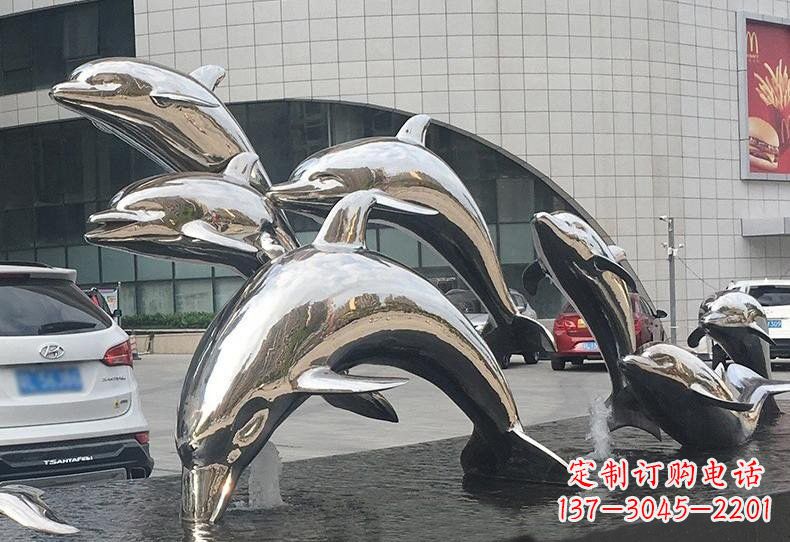 金华不锈钢广场镜面海豚雕塑