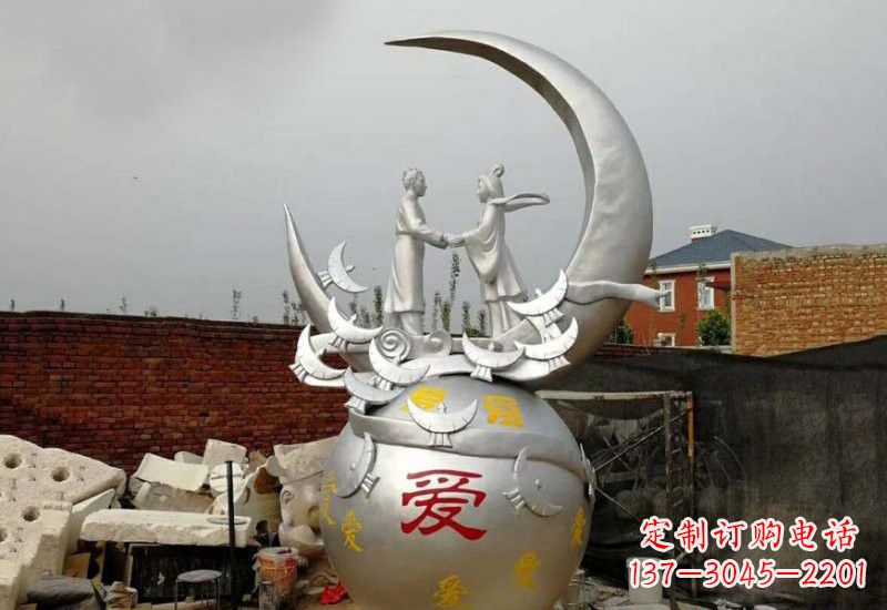金华牛郎织女传说的不锈钢雕塑