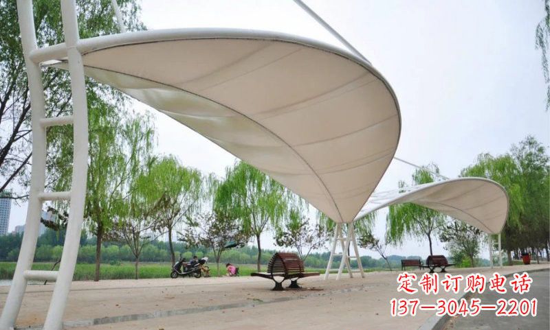 金华不锈钢树叶形遮阳棚雕塑
