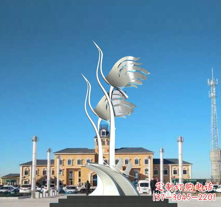 金华不锈钢广场仙鹤雕塑