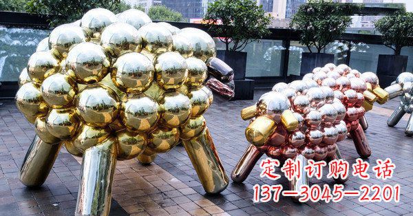 金华不锈钢广场小羊肖恩抽象动物雕塑