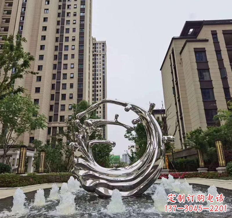金华不锈钢海浪喷泉雕塑精美雕刻,灿烂绚烂
