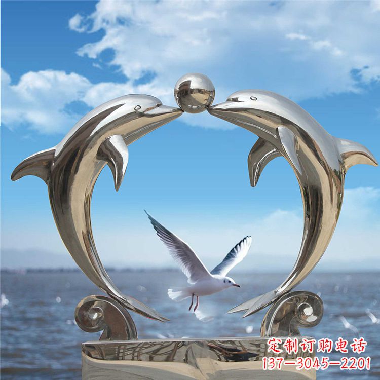 金华不锈钢海豚雕塑精美的海洋之美