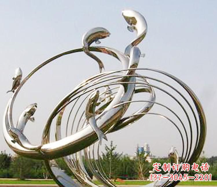 金华不锈钢海豚雕塑美丽而又神秘