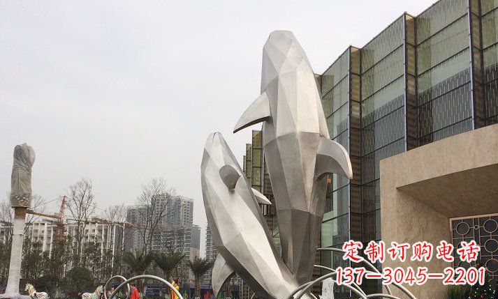 金华不锈钢海豚喷泉雕塑精美的海洋之美