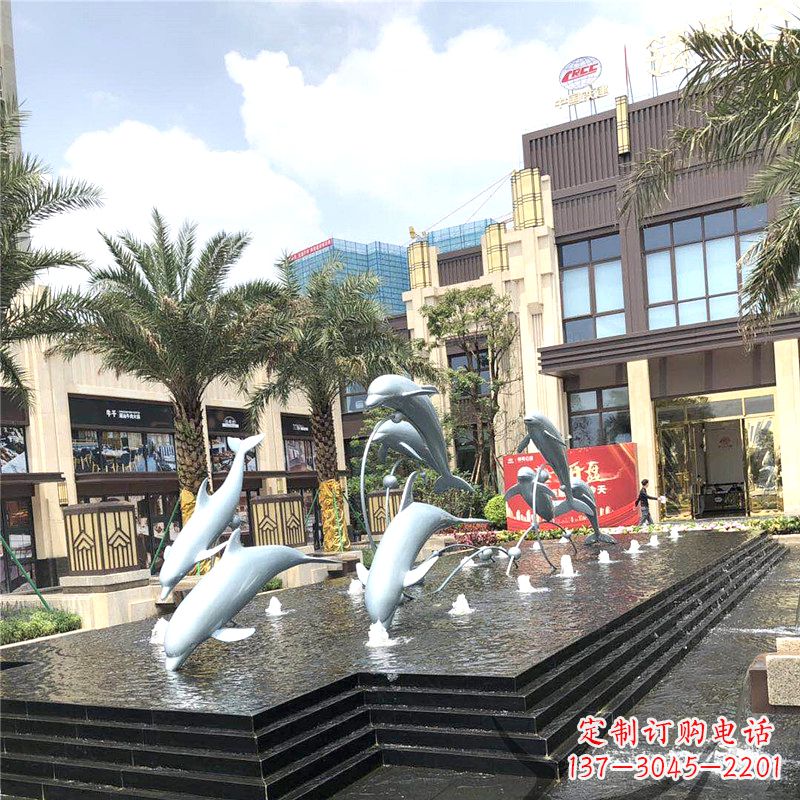 金华精美海豚喷泉,点缀城市企业街道