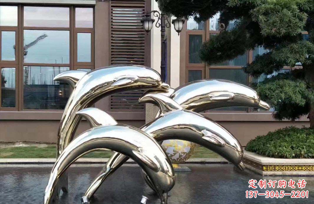金华不锈钢海豚跳跃雕塑精美绝伦