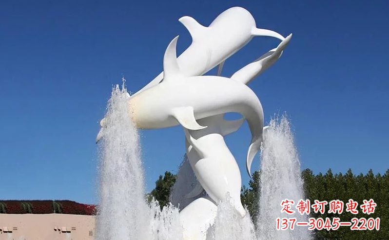 金华不锈钢海豚喷泉雕塑传递海豚的美丽