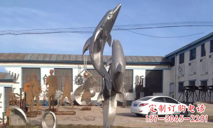 金华不锈钢海豚嬉戏雕塑精美的艺术视觉