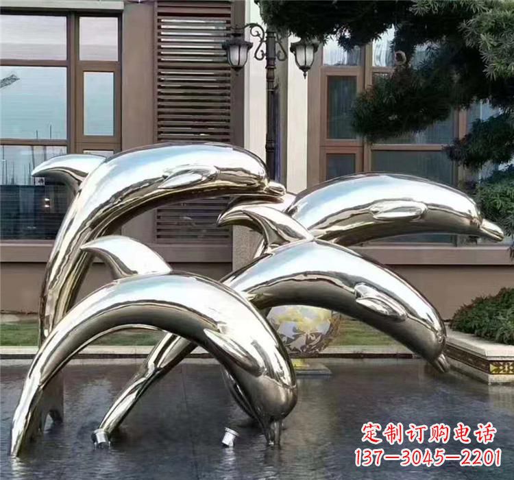 金华不锈钢海洋动物海豚雕塑