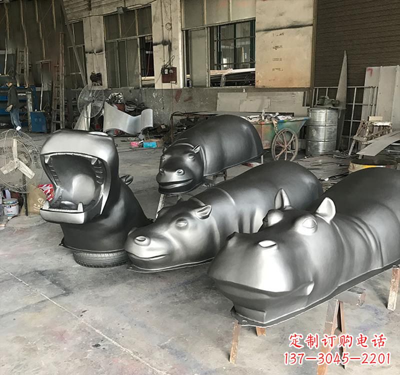 金华静态之美22英寸不锈钢河马雕塑