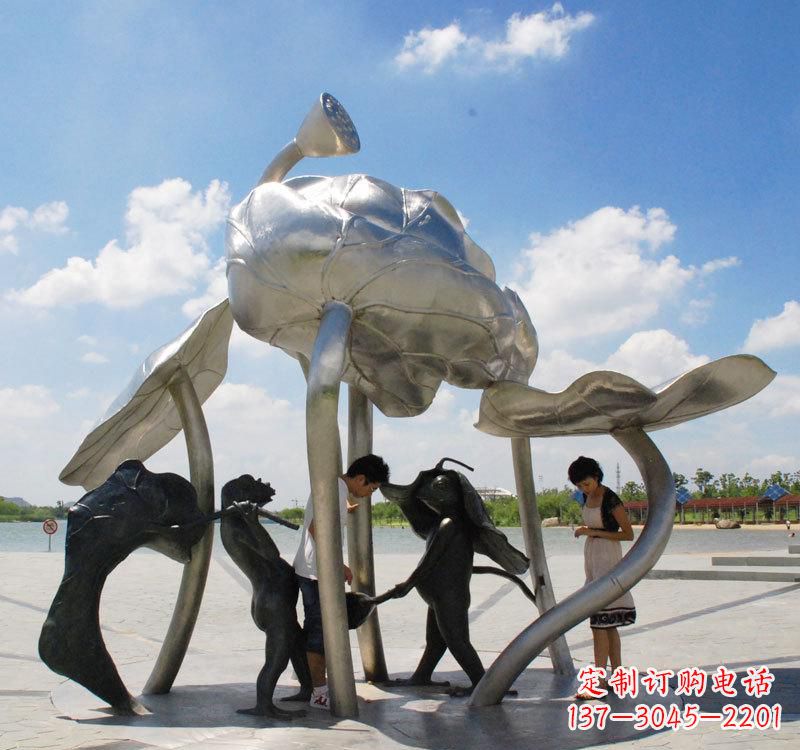 金华荷花之美——不锈钢荷花广场雕塑