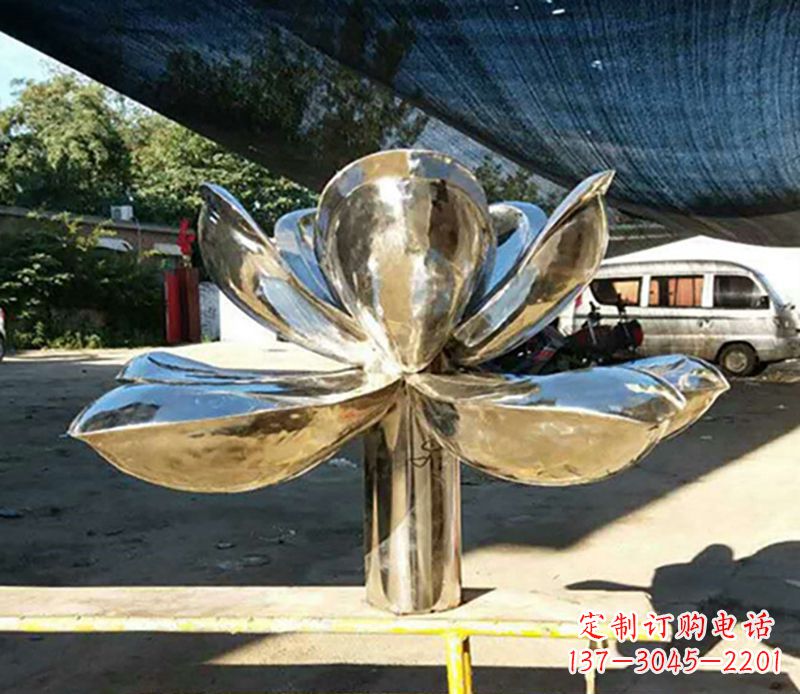 金华不锈钢荷花雕塑——彰显小区景观之美