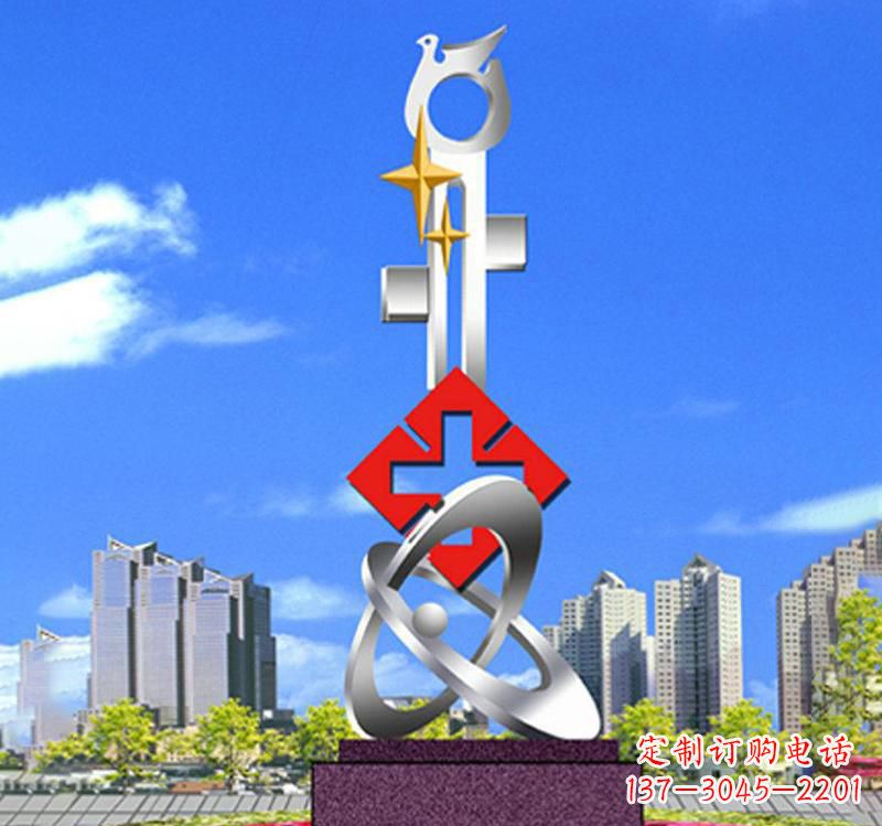 金华不锈钢红十字和平鸽雕塑