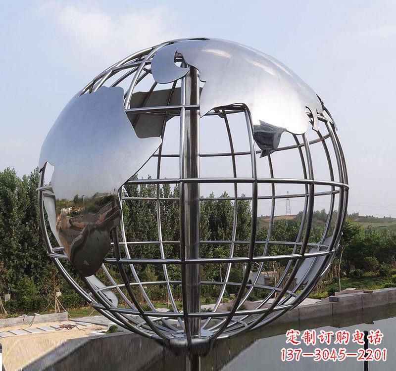 金华不锈钢户外地球仪雕塑一件既美观又能提醒人们环保的艺术品
