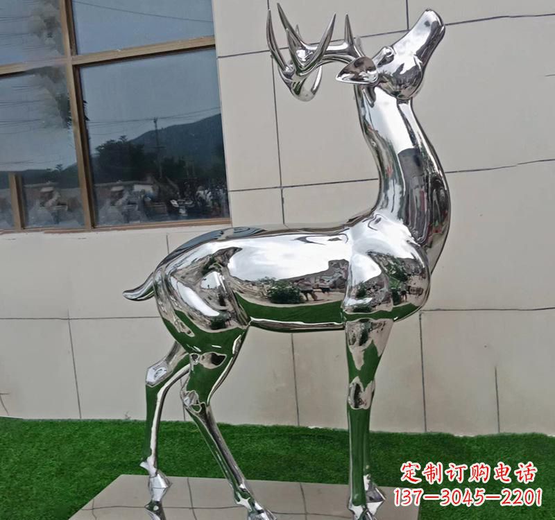 金华不锈钢户外动物鹿雕塑精致大气的艺术品