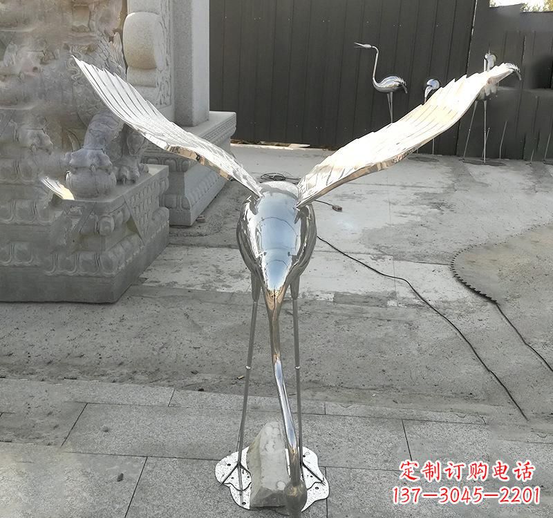 金华不锈钢户外动物仙鹤雕塑