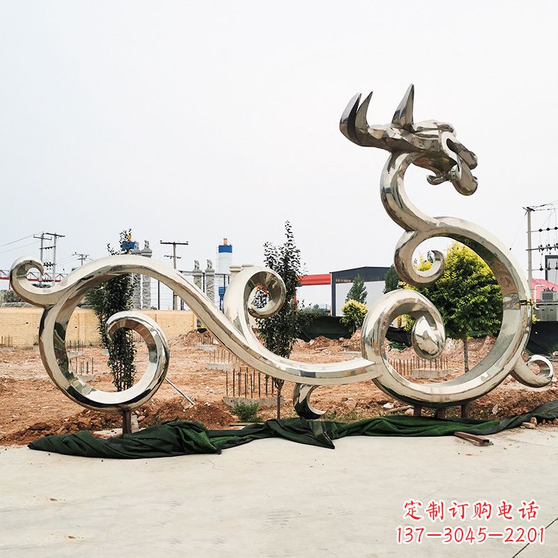 金华不锈钢花边龙形雕塑传承中华文化精髓
