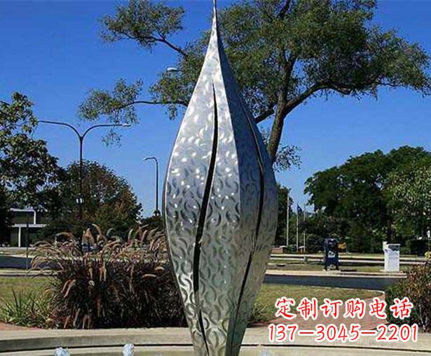 金华不锈钢花骨朵喷泉雕塑精致细节展现精美艺术