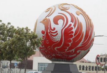 金华不锈钢凤凰浮雕圆球雕塑精美雕塑把艺术带到生活中
